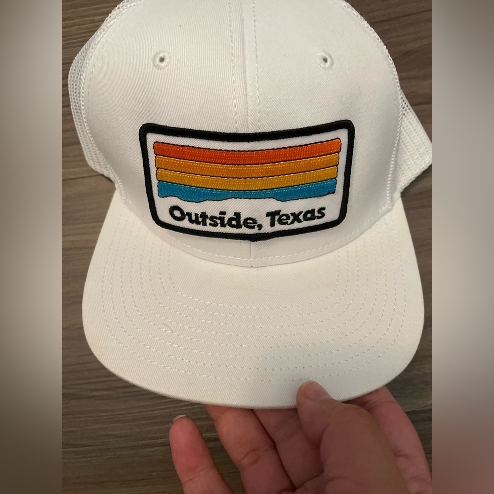 OTTO White Cap with Colorful Stripe Outside,TX Patch OSFM adjustable snap - Picture 6 of 7